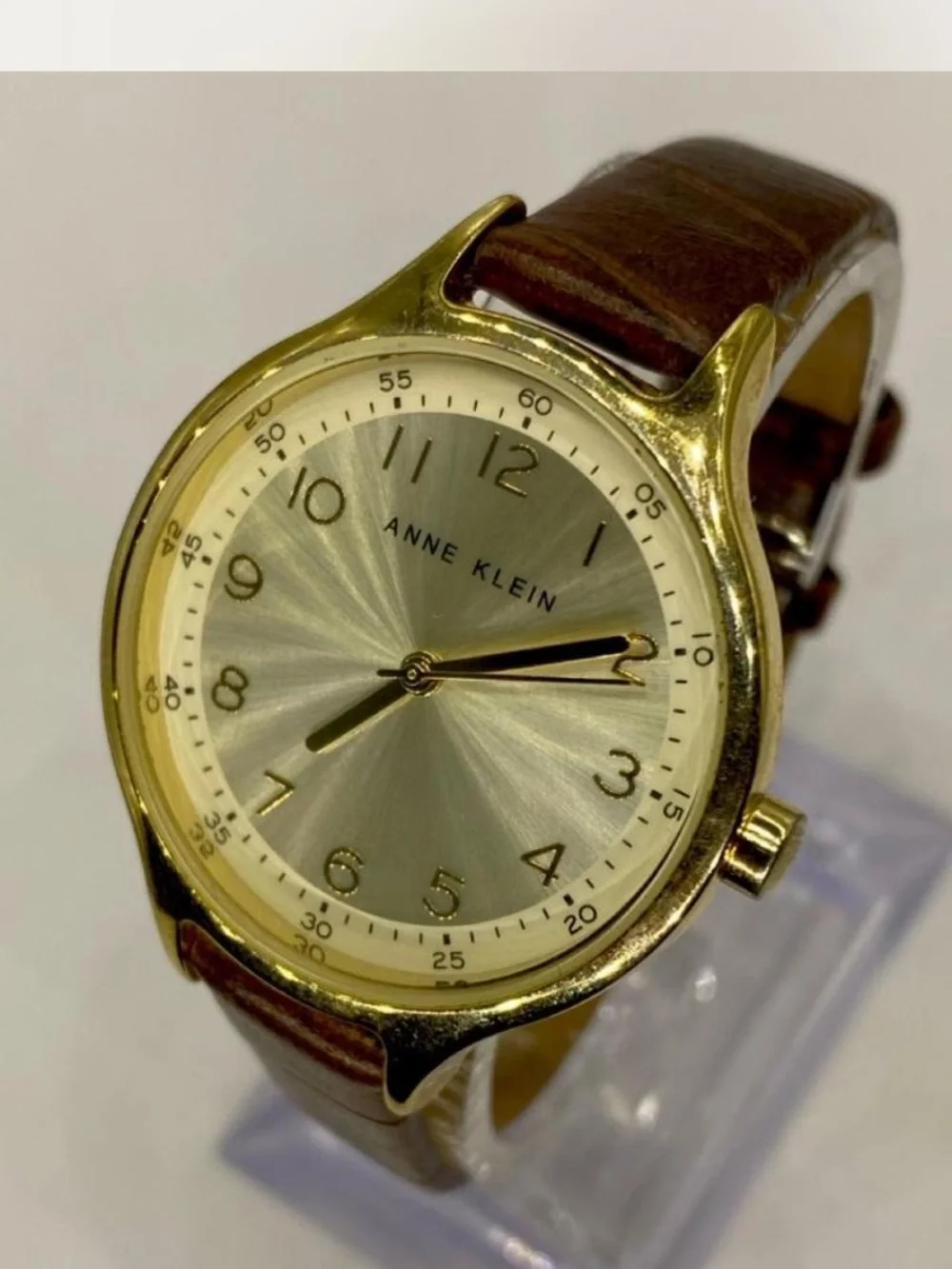 ** Anne Klein  ^^^ Women's Gold Dial  Leather Strap Watch * Mocha” ^*^